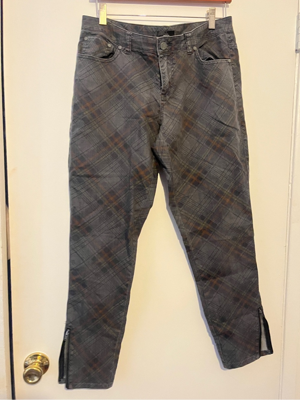 Prana Plaid Tapered crop jeans